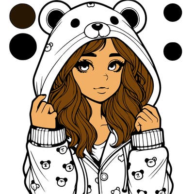 realistic girl in a animal pjs hoodie