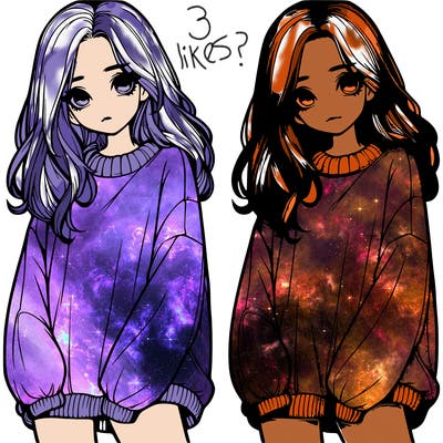 realistic girl with baggy sweater