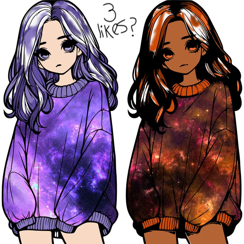 realistic girl with baggy sweater