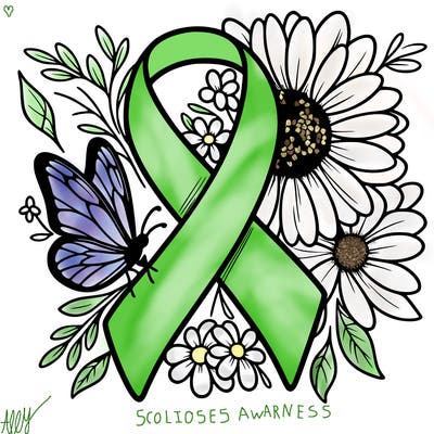 cancer awareness symbol with flowers and butterflies
