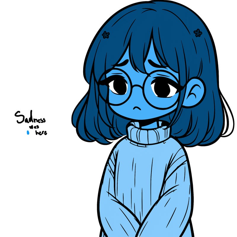 sad girl with glasses in a sweater