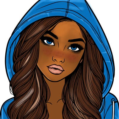realistic beautiful girl with a hood on