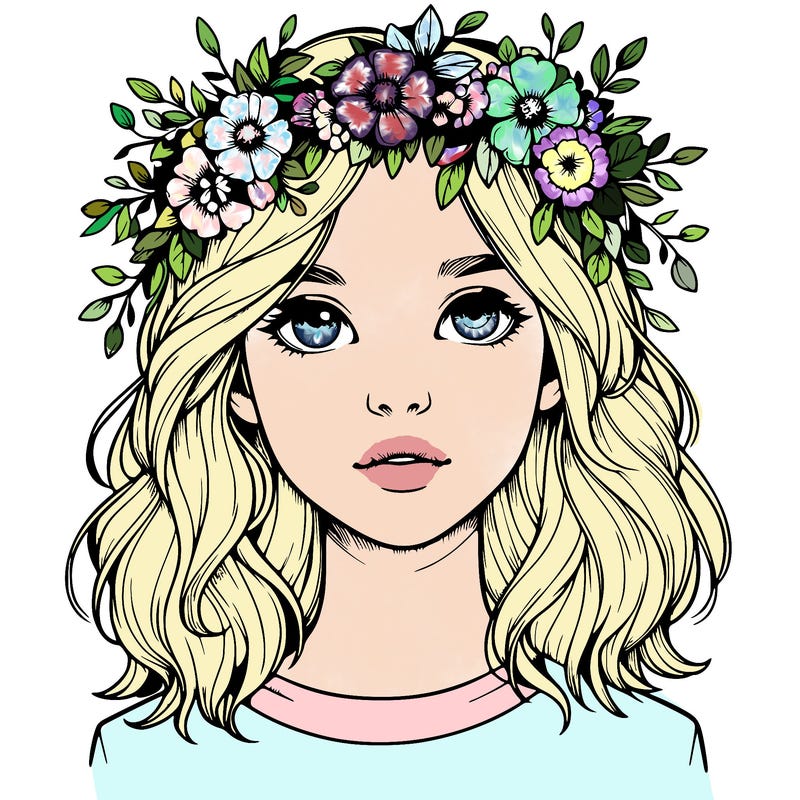 realistic girl with flower crown