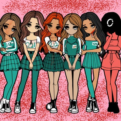 a group of girls realistic
