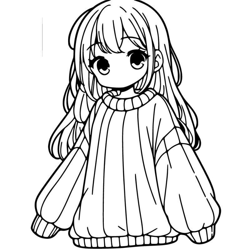 girl with large sweater anime