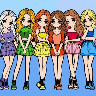 a group of girls realistic