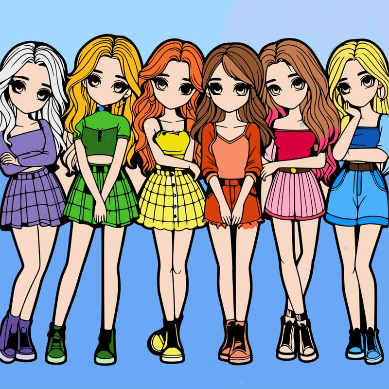 a group of girls realistic