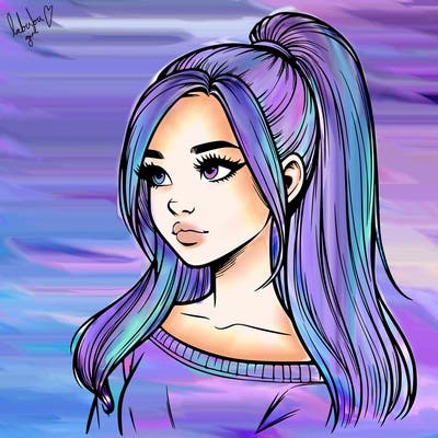 realistic girl with a high ponytail