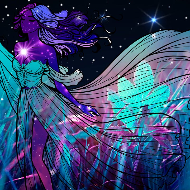 realistic woman in dress flowing the the wind