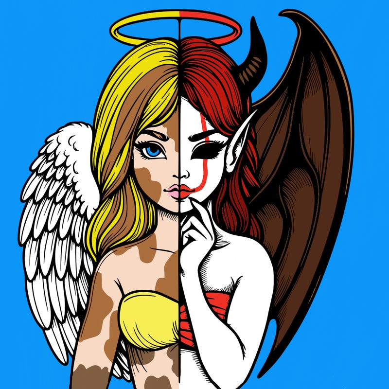 realistic angel half demon