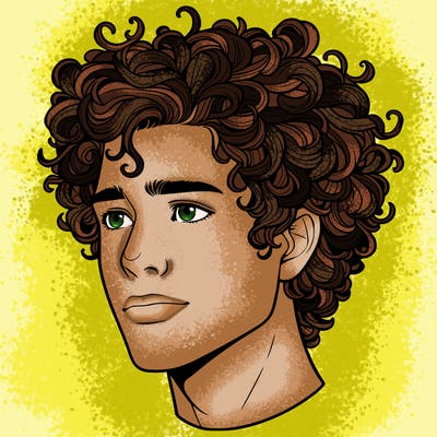 realistic guy with curly hair