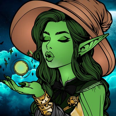 realistic elf casting a spell with lips