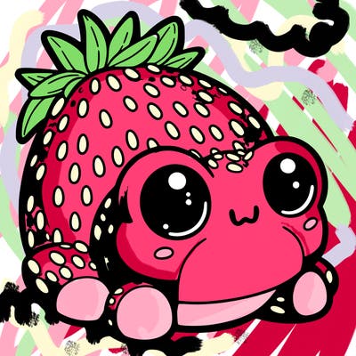 a strawberry frog plush