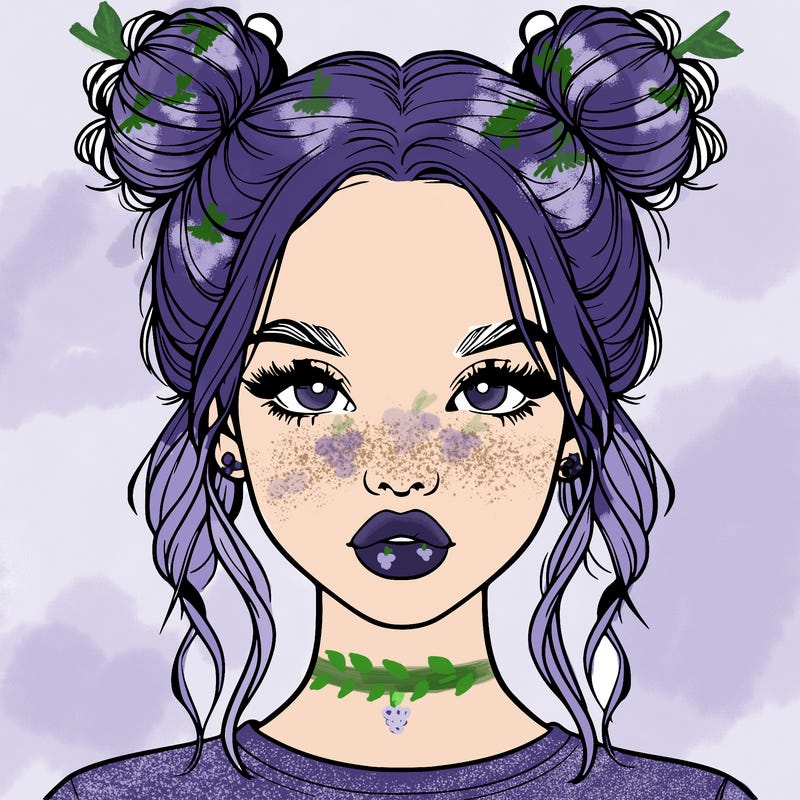 realistic girl with two buns in hair and lips