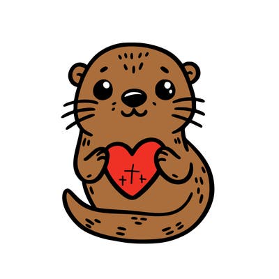otter with a heart