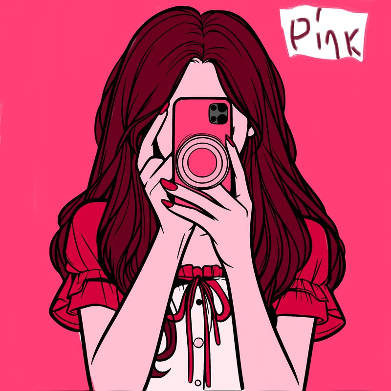 a realistic girl holding her phone taking pictures