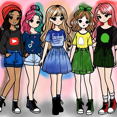 a group of five girls