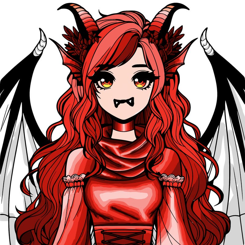 realistic girl with dragon wings horns and a tail