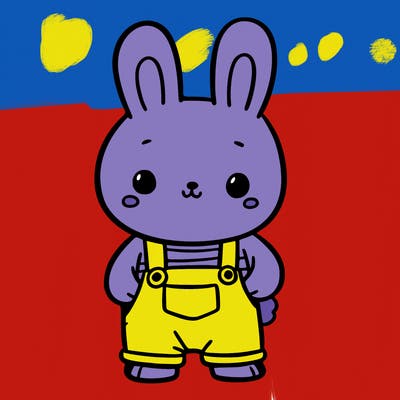 bunny that stands like a human tall overalls one of them