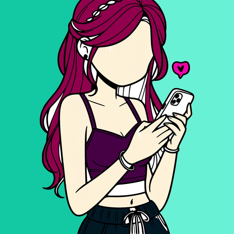 girl with crop top texting on her phone