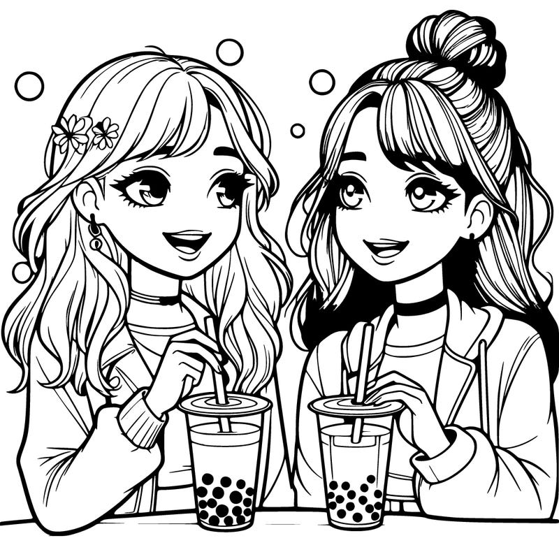 realistic girls getting bubble tea