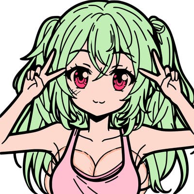 cute anime girl wearing tanktop