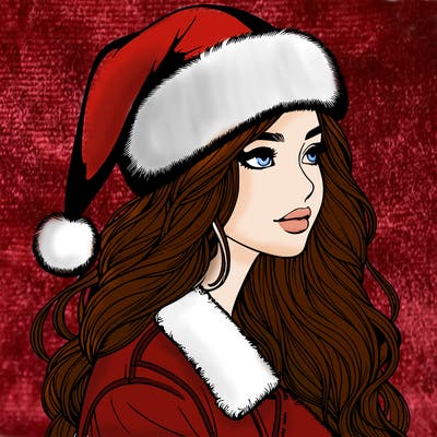realistic girl in santa hat