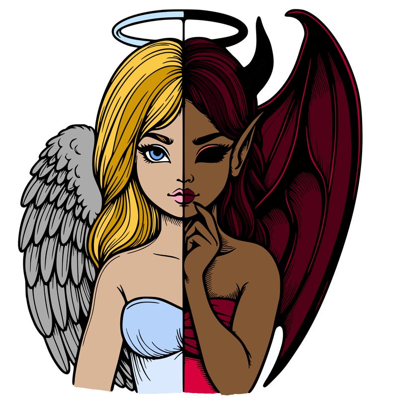 realistic angel half demon