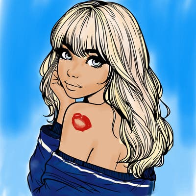 realistic girl with bangs looking over her shoulder