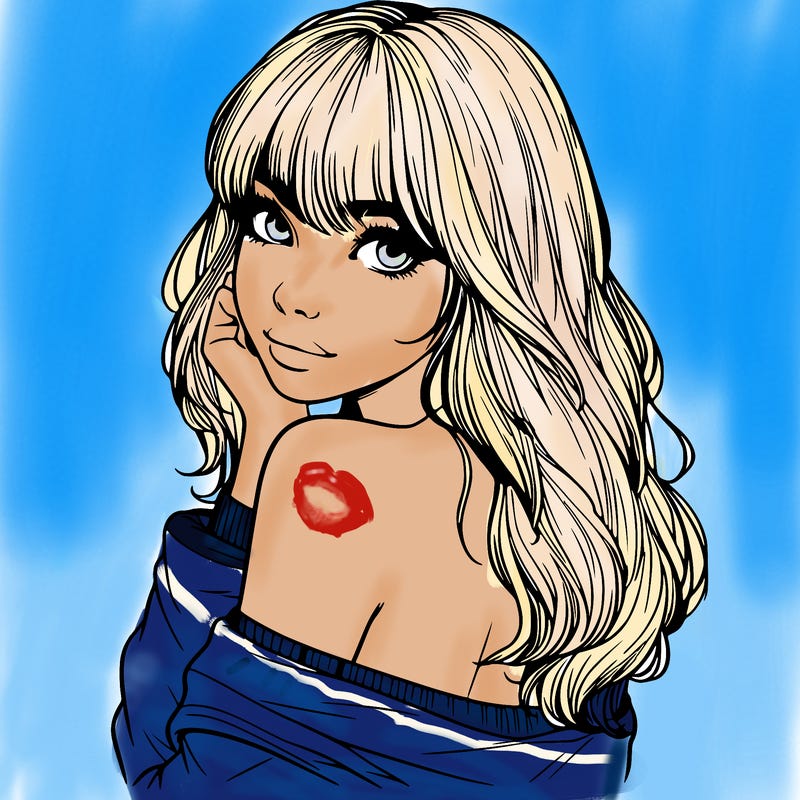 realistic girl with bangs looking over her shoulder