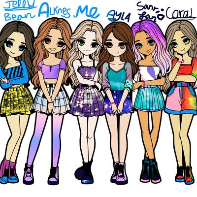 a group of girls realistic