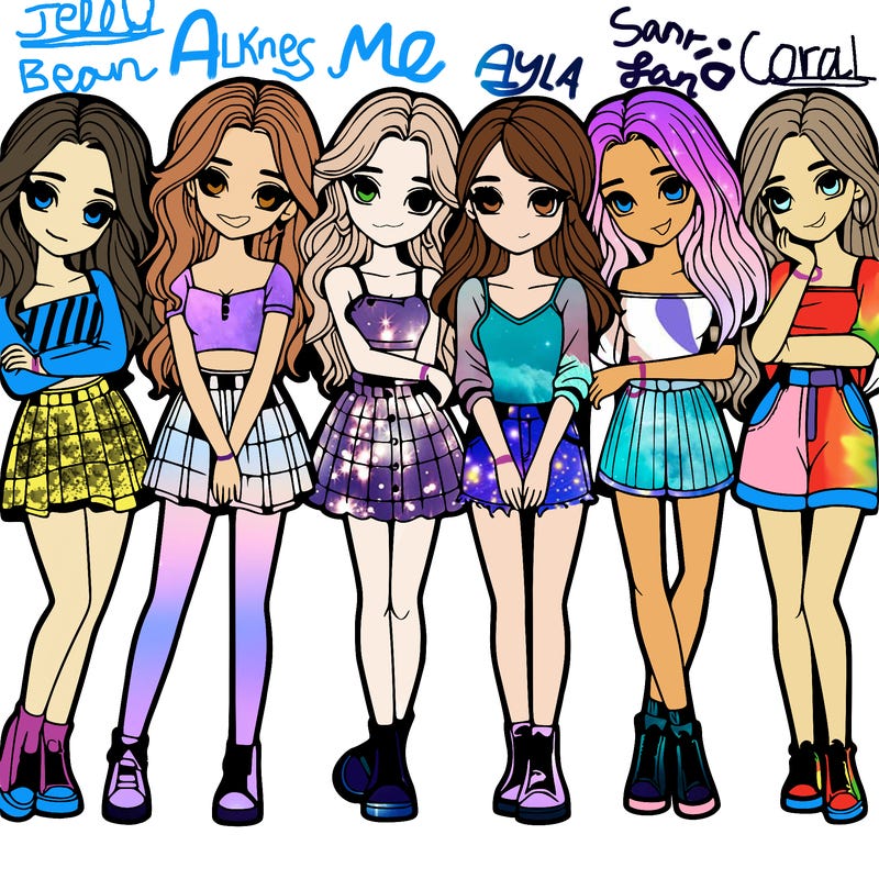 a group of girls realistic