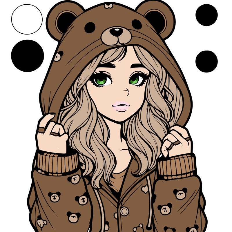 realistic girl in a animal pjs hoodie