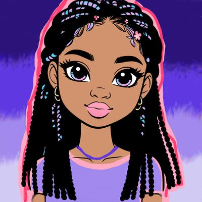 a realistic black girl with braids