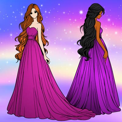 realistic woman with long flowing dress