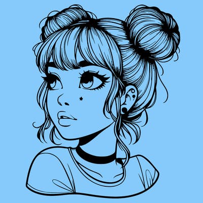 realistic girl with spacebuns