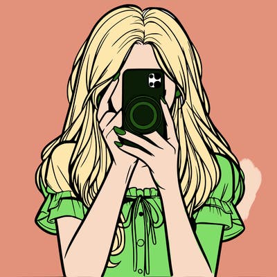 a realistic girl holding her phone taking pictures