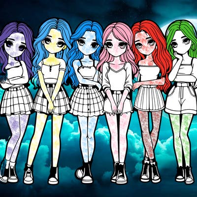 a group of girls realistic