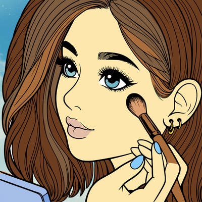 a realistic girl doing her makeup