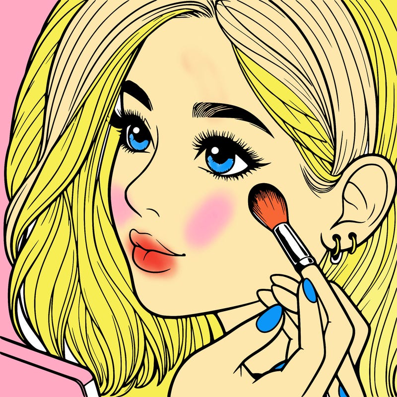 a realistic girl doing her makeup