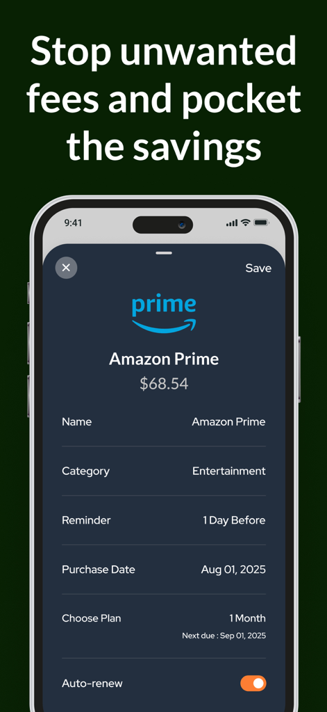 Interfaz que muestra los detalles de la suscripción de Amazon Prime con el costo y los recordatorios de renovación