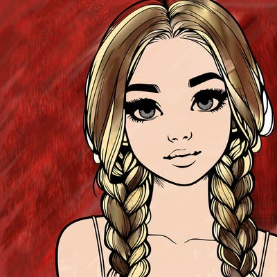 realistic girl with braids