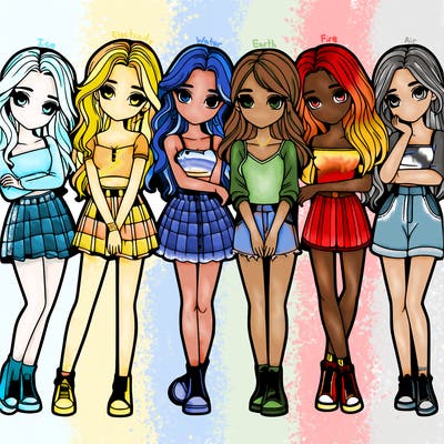 a group of girls realistic