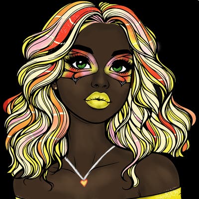 realistic girl with wavy hair and lips