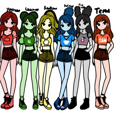 a group of girls wearing crop tops and shorts