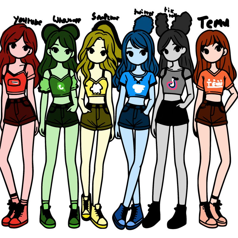 a group of girls wearing crop tops and shorts