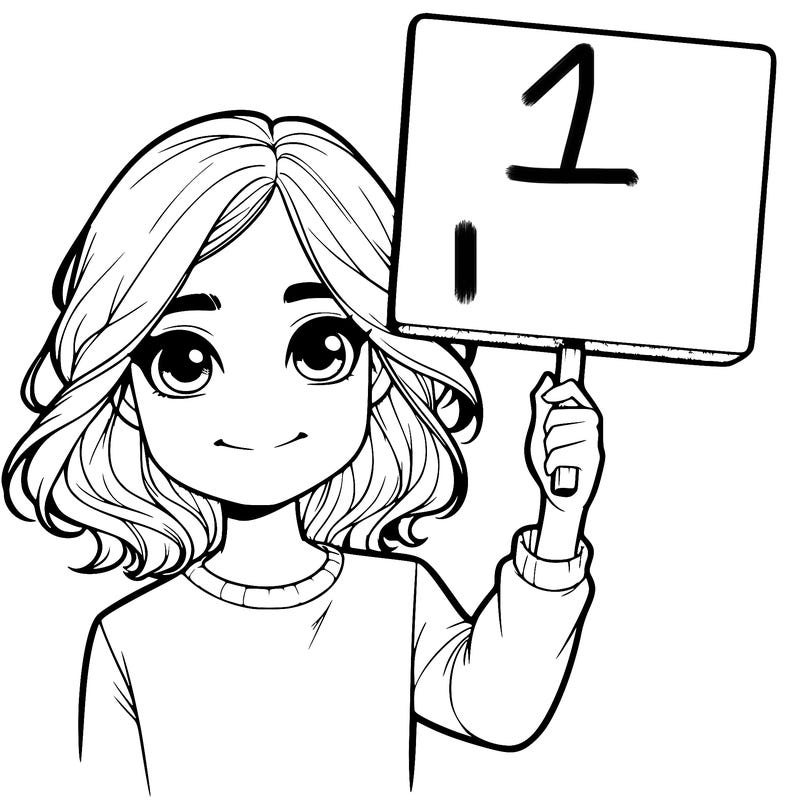 realistic girl holding up a sign