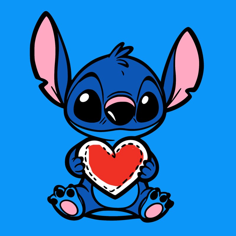 stich holding a heart