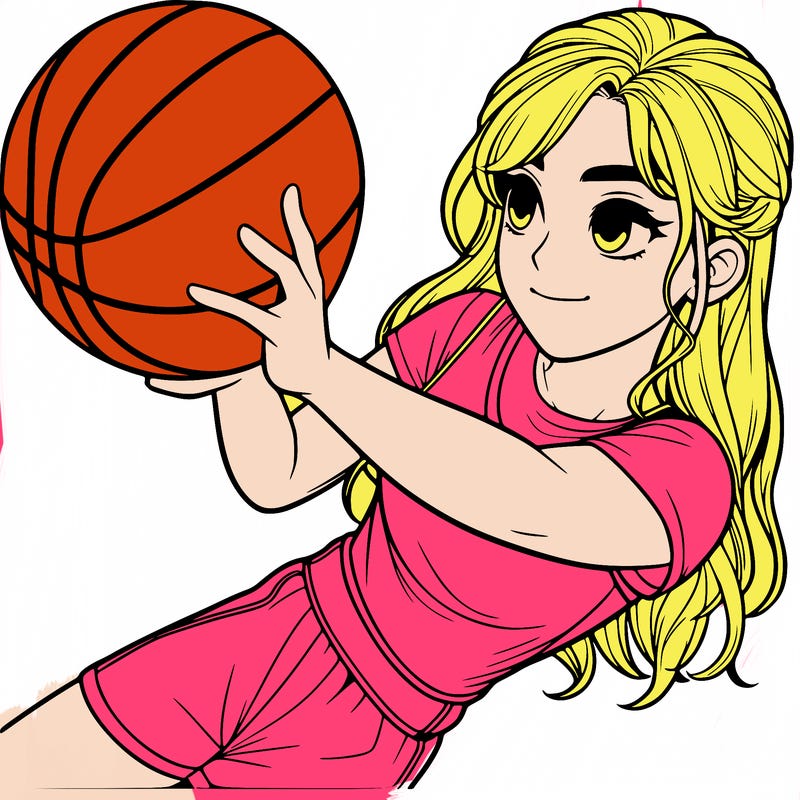 realistic girl playing basketball