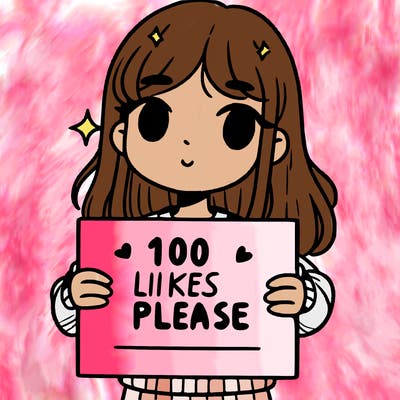 a girl holding up a sign saying 100 likes please
